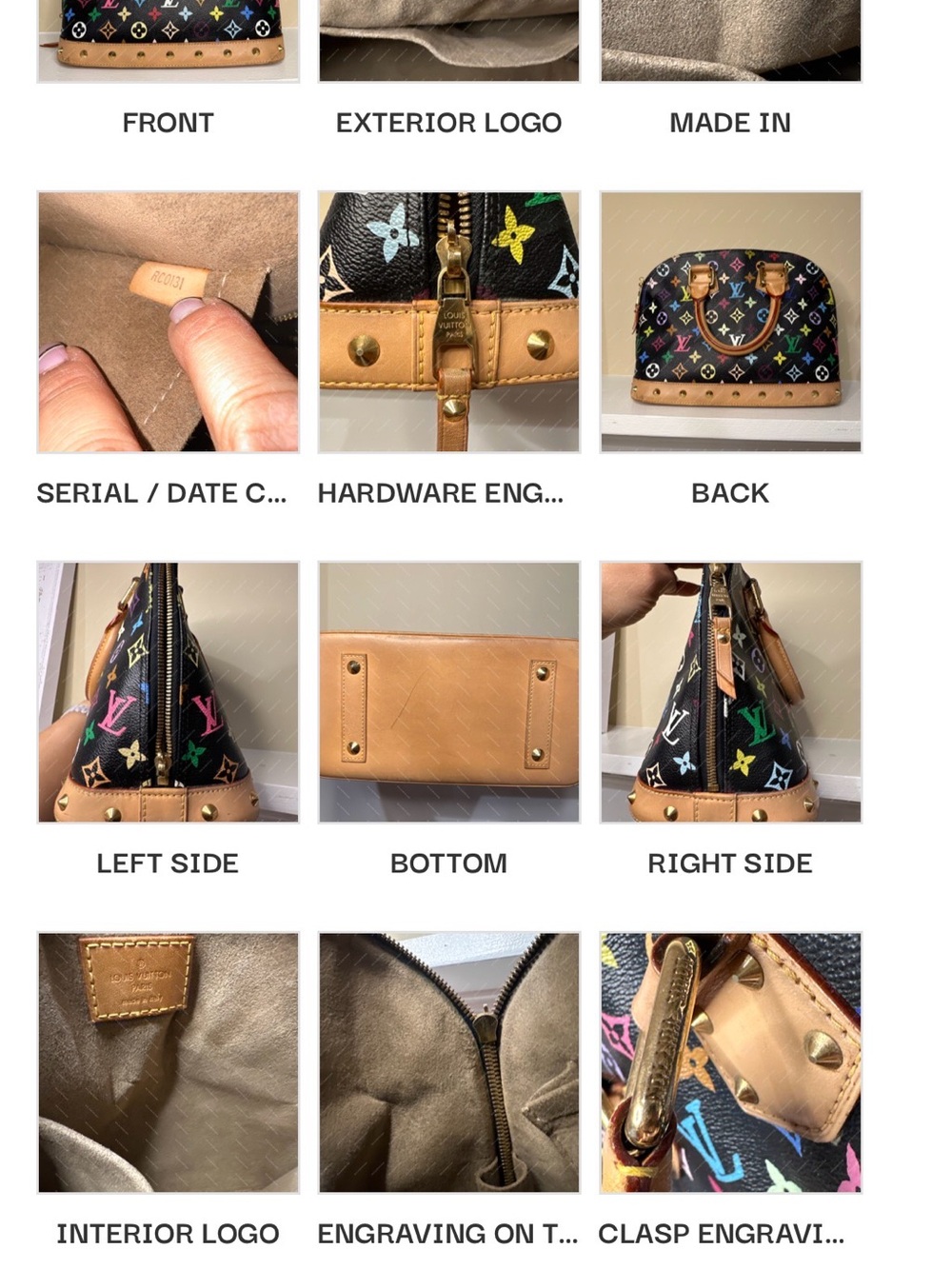 Louis Vuitton Black Multicolor Monogram Alma Satchel with Natural Leather Trim - Picture 3 of 8